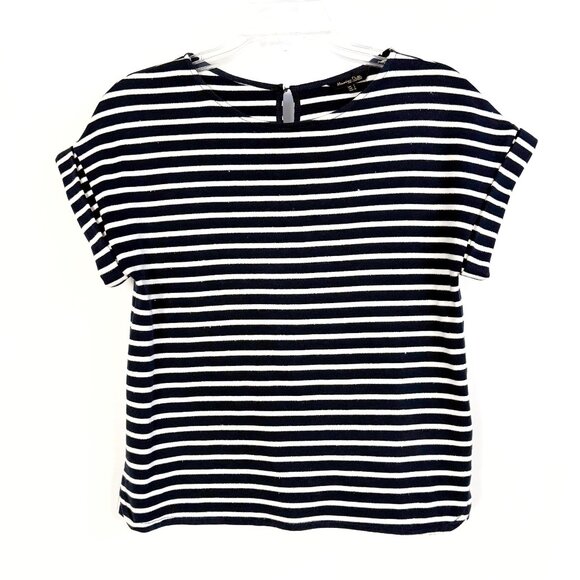 Massimo Dutti Navy Blue Striped Top - S - Picture 1 of 9